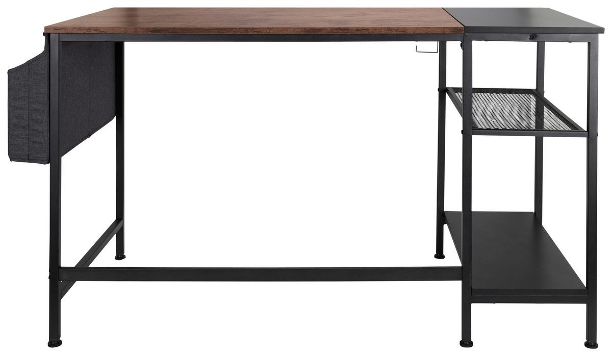 Pisalna Miza Workspace H I, Črna, Rjava - črna/rjava, Basics, kovina/leseni material (120/60/76cm) - MID.YOU