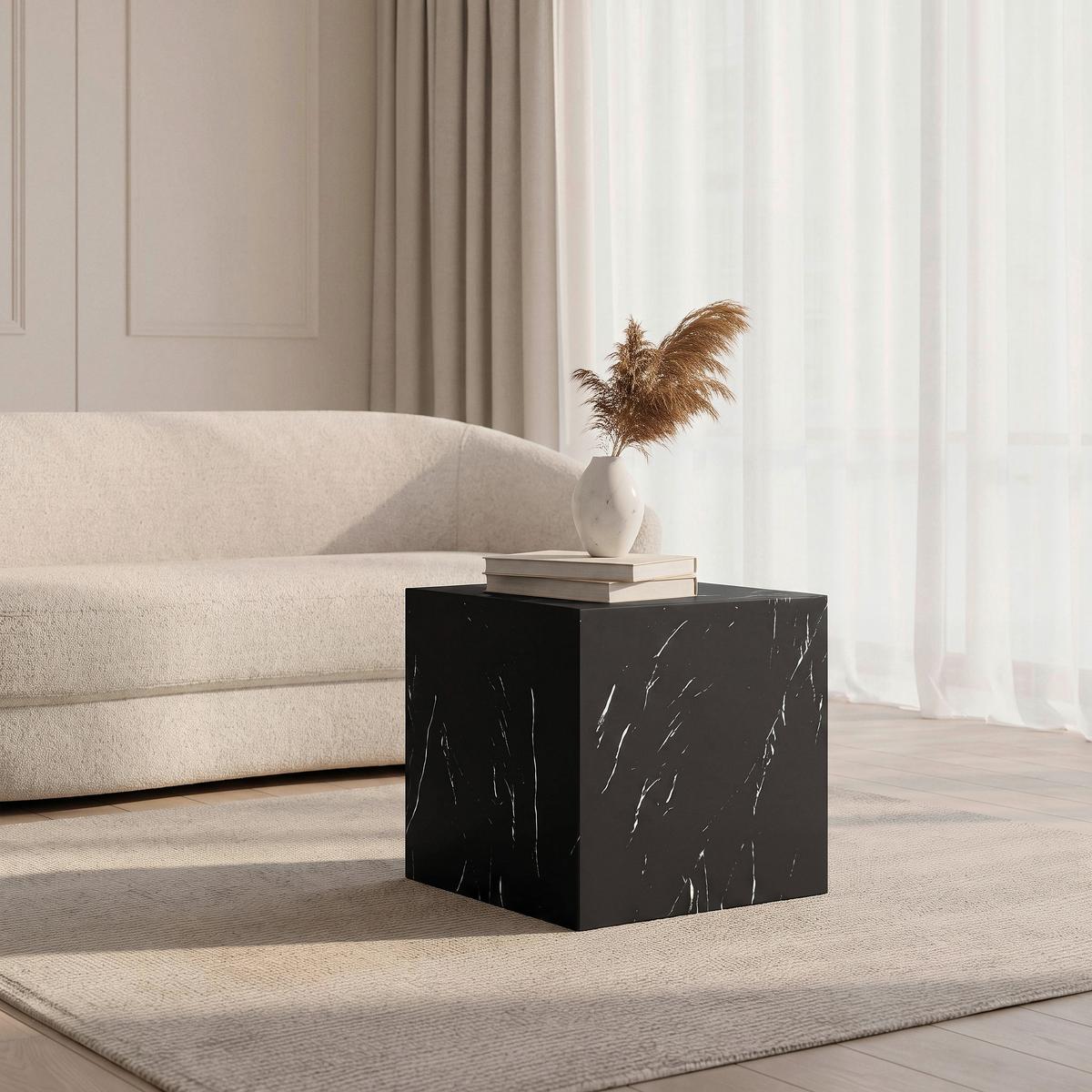 Măsuță de cafea EZRA - negru, Modern, material pe bază de lemn (40/45,5/40cm) - Bessagi Home