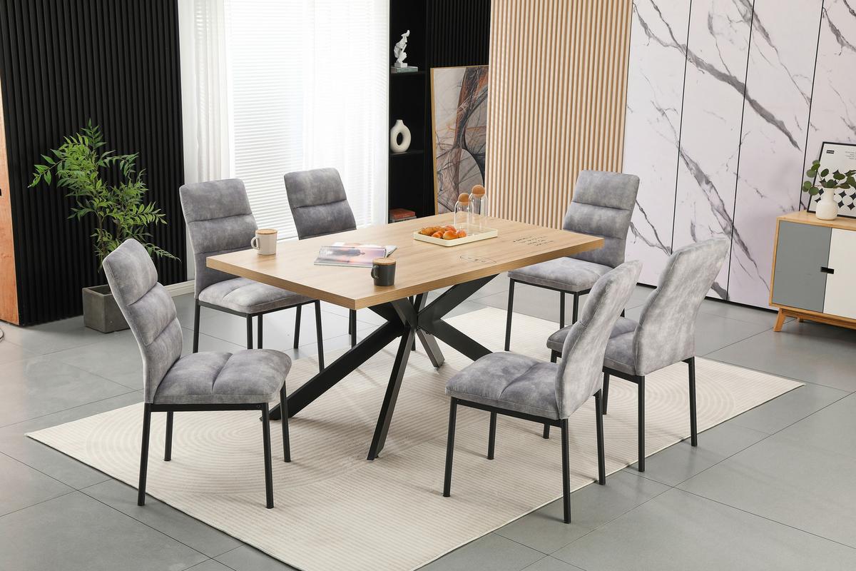 Jedilna Garnitura Sydney, Siva, 7-Delno - siva/črna, Moderno, kovina/tekstil (160/75/90cm)