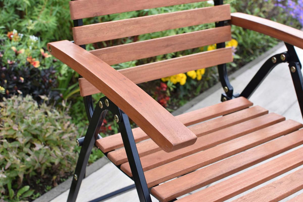 Gartentischgruppe Schlossgarten 3-tlg. - Graphitfarben/Naturfarben, KONVENTIONELL, Holz/Metall - Gardenson