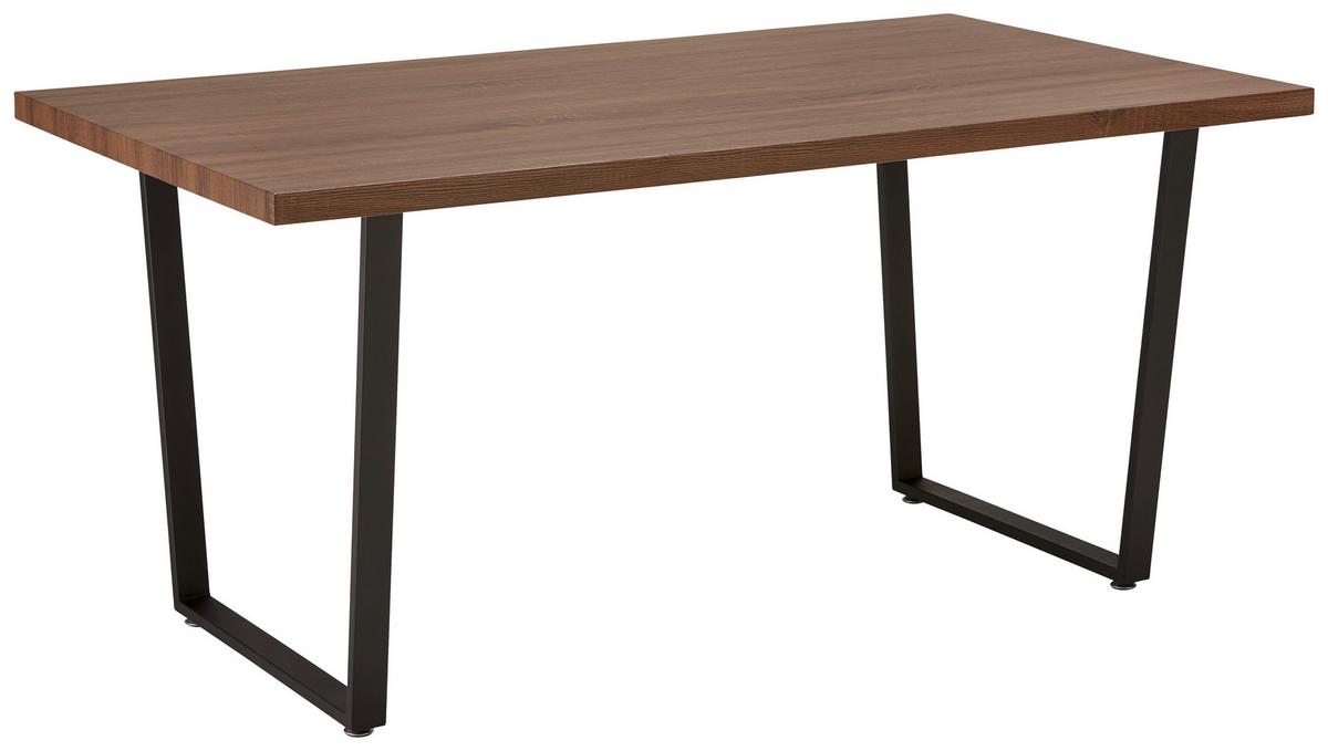 Étkezőasztal Dave - fekete/diószínű, Modern, fa/fém (160/90/76cm) - Bessagi Home