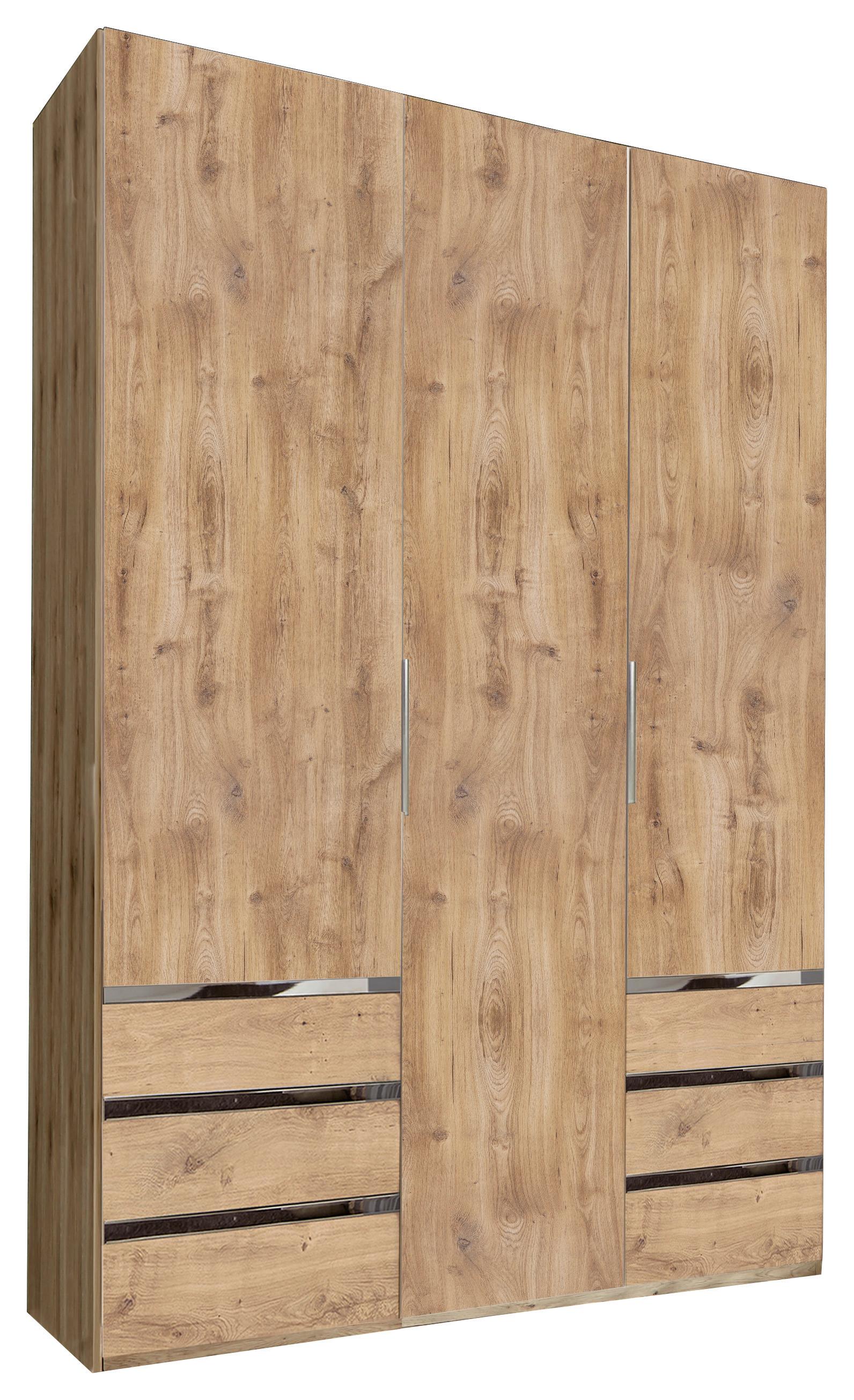 Drehtürenschrank Level 36A ca. 150x216x58 cm Eiche Dekor - Chromfarben/Eichefarben, MODERN, Holzwerkstoff/Kunststoff (150/216/58cm) - MID.YOU
