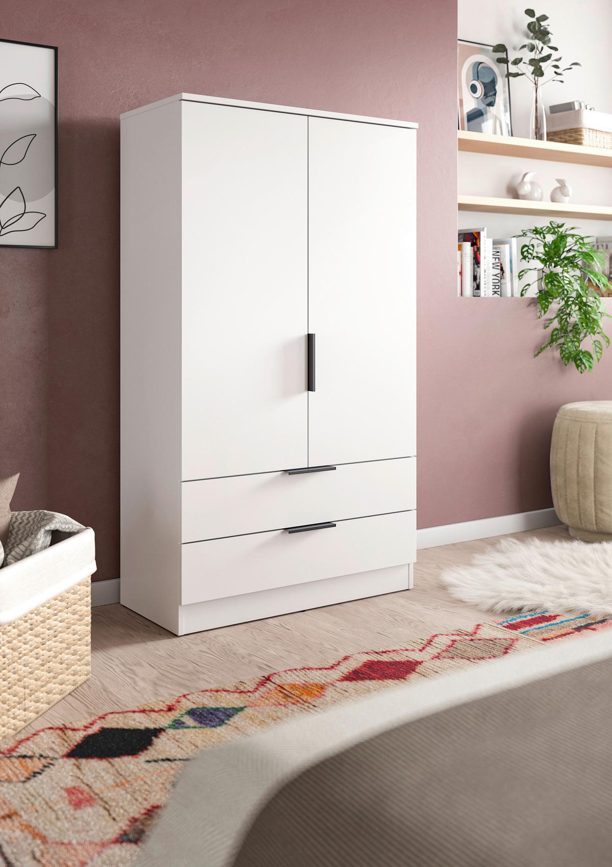 Drehtürenschrank KOPENHAGEN Weiß - Schwarz/Weiß, MODERN, Holzwerkstoff/Kunststoff (80/140/37cm) - Livetastic