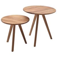 ZESTAW STOLIKÓW KAWOWYCH GENNY - kolor dębowy/kolor naturalny, Modern, drewno (40-50/40-50/40-45cm) - Xora