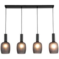 LAMPA WISZĄCA SUNA - czarny chrom, Trend, metal/szkło (98/15/140cm) - Novel