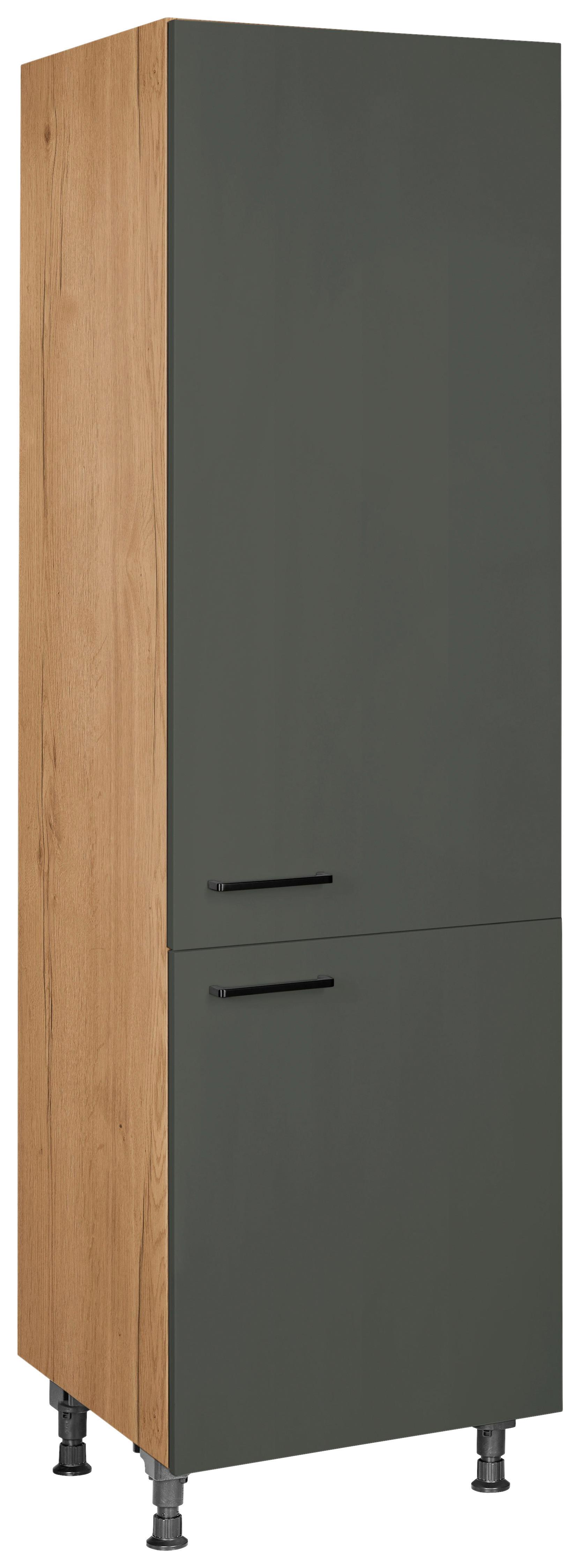 Geschirrschrank Easytouch Grün - Eichefarben/Schwarz, MODERN, Holzwerkstoff/Metall (60/216,6/58cm) - Nobilia