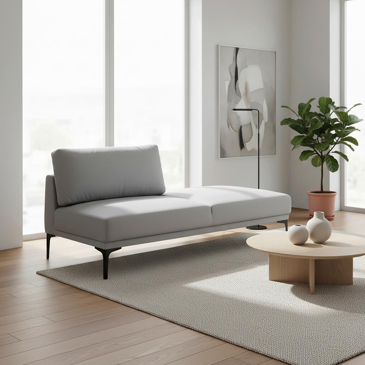 Sofa Tessa Grau Samt - Schwarz/Grau, MODERN, Textil/Metall (180,5/82,5/88,5cm) - Bessagi Home