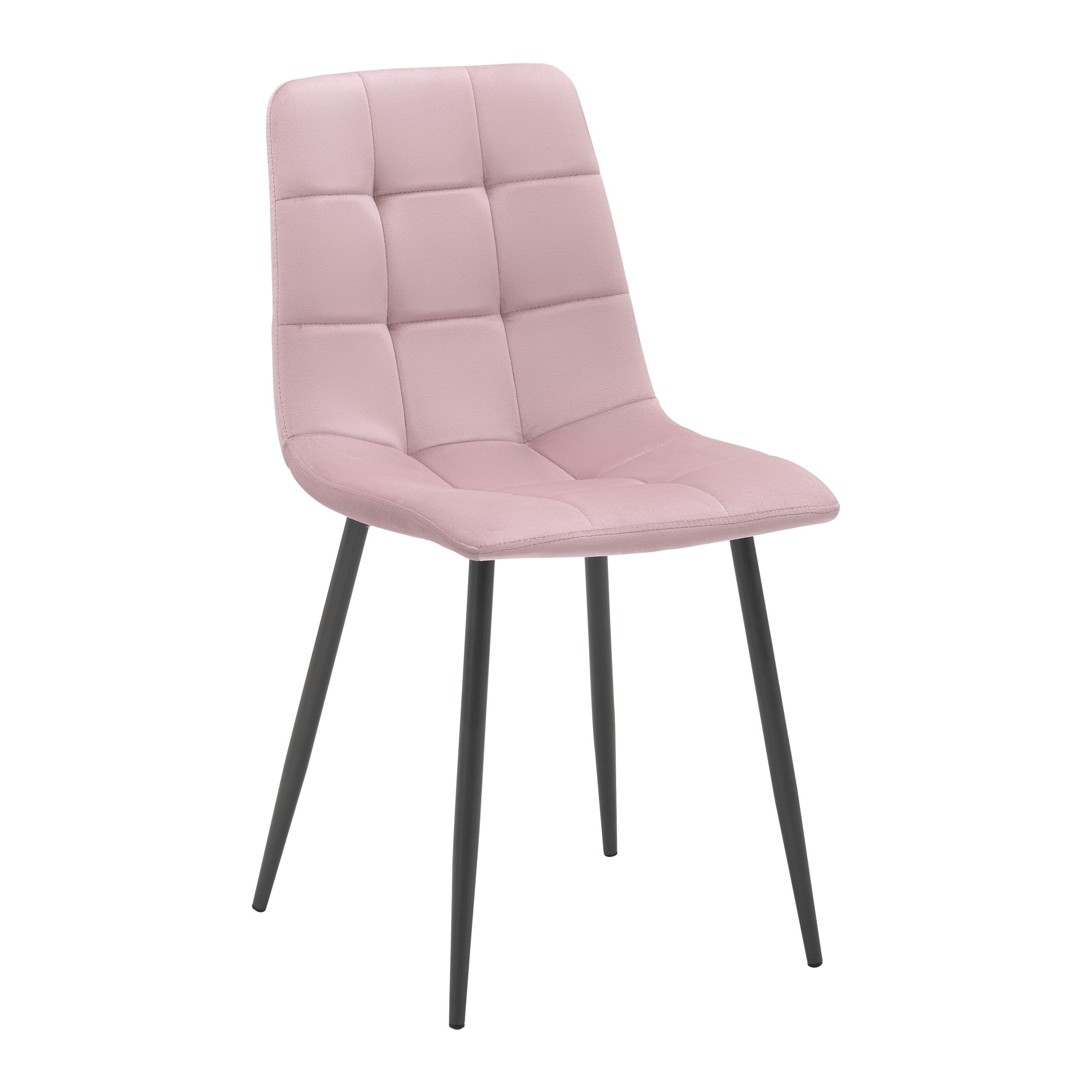 Stuhl Ria Rosa Samt Gepolstert - Schwarz/Rosa, MODERN, Holz/Textil (43,5/87/54cm) - Bessagi Home