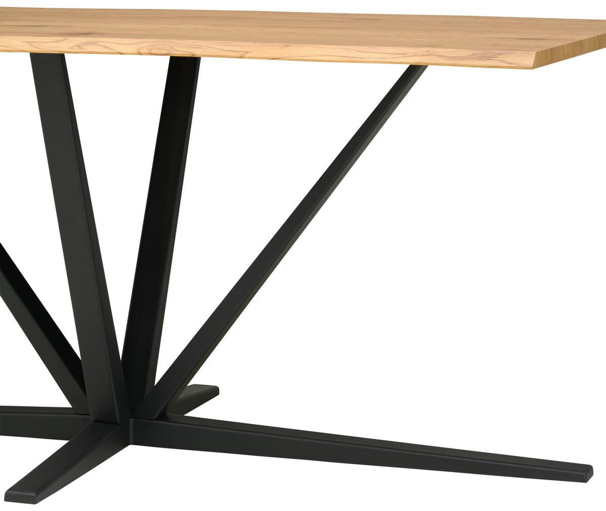 Jedilna Miza Pim, Barva Hrasta, 180x90 - črna/barve hrasta, Moderno, kovina/leseni material (180/76/90cm) - MID.YOU