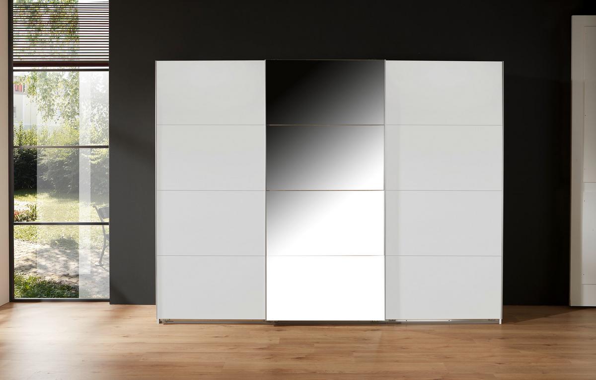 Omara Z Drsnimi Vrati Ernie, Bela, Z Ogledalom - bela/barve aluminija, Moderno, kovina/steklo (270/210/65cm) - Mömax