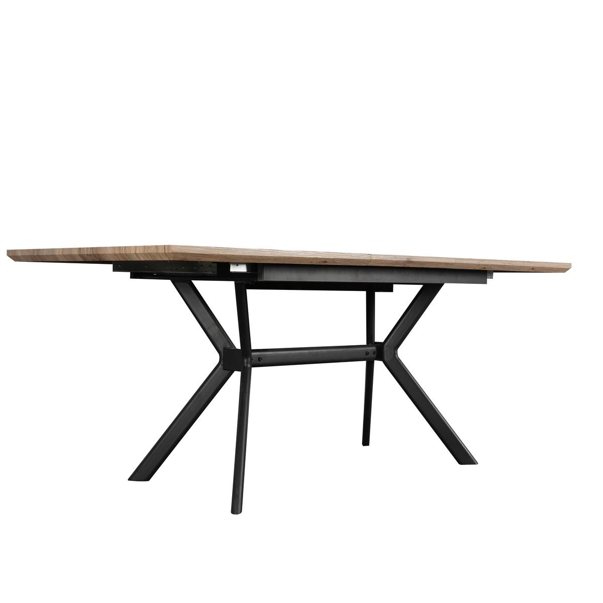 Raztegljiva Miza Extend, Naravne Barve, 140-180x90 - črna/naravne barve, Moderno, kovina/leseni material (140/90/76cm) - Modern Living