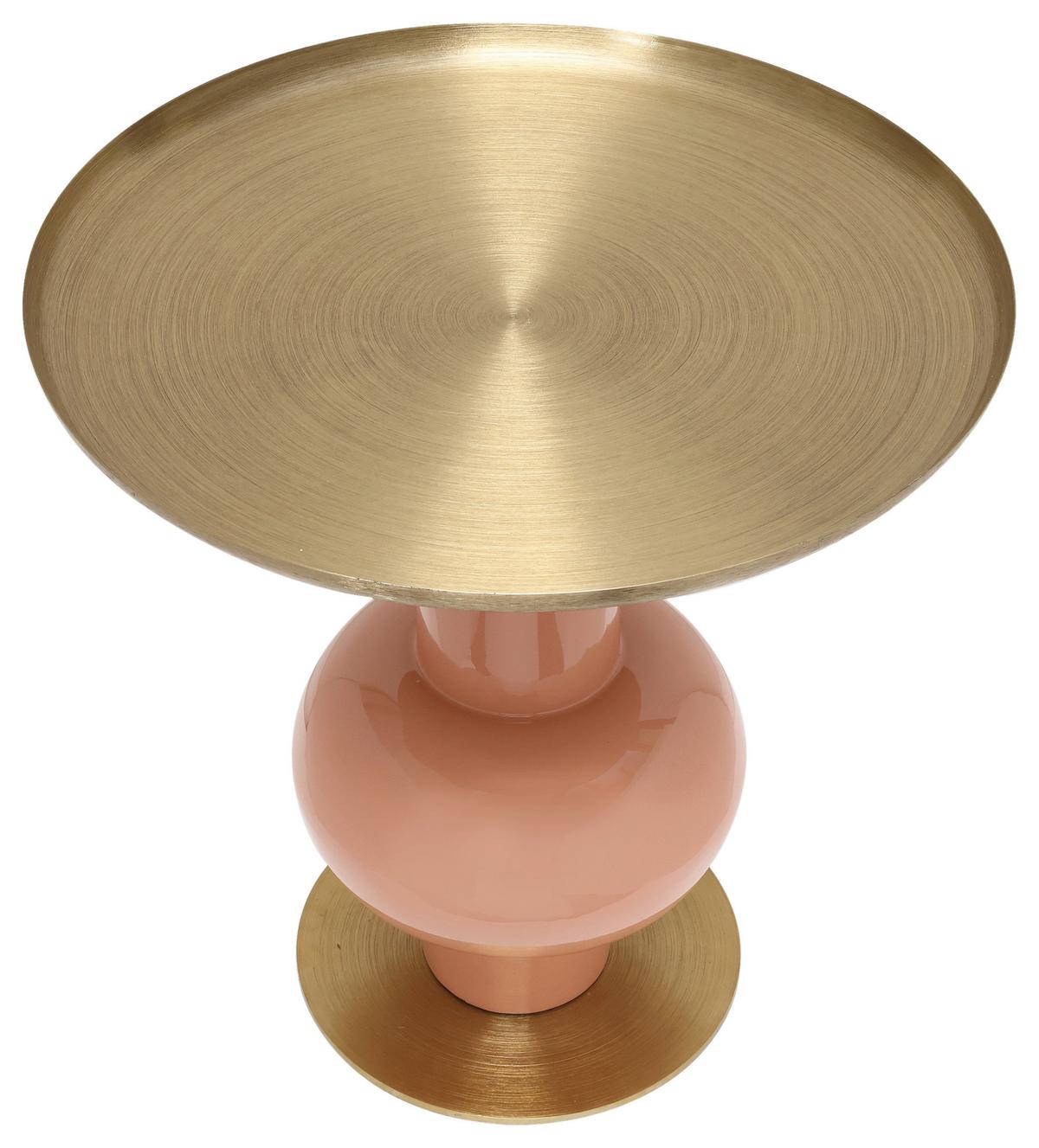 BEISTELLTISCH ART DECO 2225 - Goldfarben/Orange, Design, Metall (50/50cm) - Kayoom