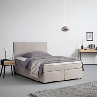 Boxbett Florinda ca. 140x200cm Beige mit Topper - Beige/Schwarz, MODERN, Holz/Kunststoff (140/200cm) - Bessagi Home