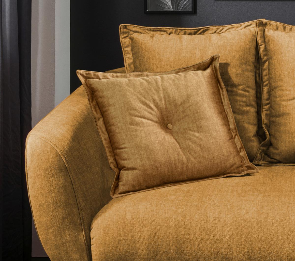 2,5-Sitzer-Sofa Baggio Gelb Velours - Gelb/Schwarz, MODERN, Holz/Textil (196/94/103cm) - Livetastic