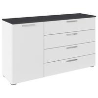 Kommode Caspio Grau/Weiß - Chromfarben/Weiß, KONVENTIONELL, Holzwerkstoff (140/81/42cm) - Premium Living