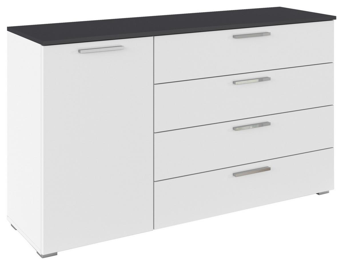 Kommode Caspio Grau/Weiß - Chromfarben/Weiß, KONVENTIONELL, Holzwerkstoff (140/81/42cm) - Premium Living