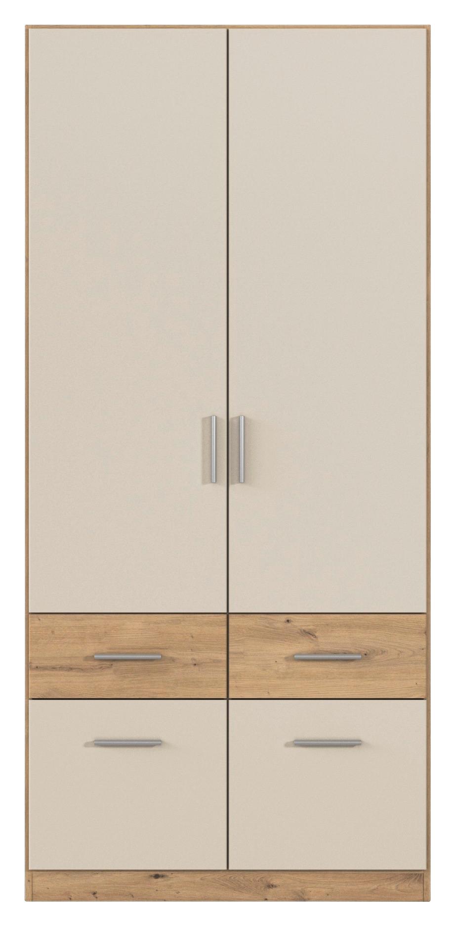 Drehtürenschrank Celle-Super Champagner/Eiche Artisan - Champagner/Alufarben, KONVENTIONELL, Holzwerkstoff/Kunststoff (91/197/54cm) - Mömax