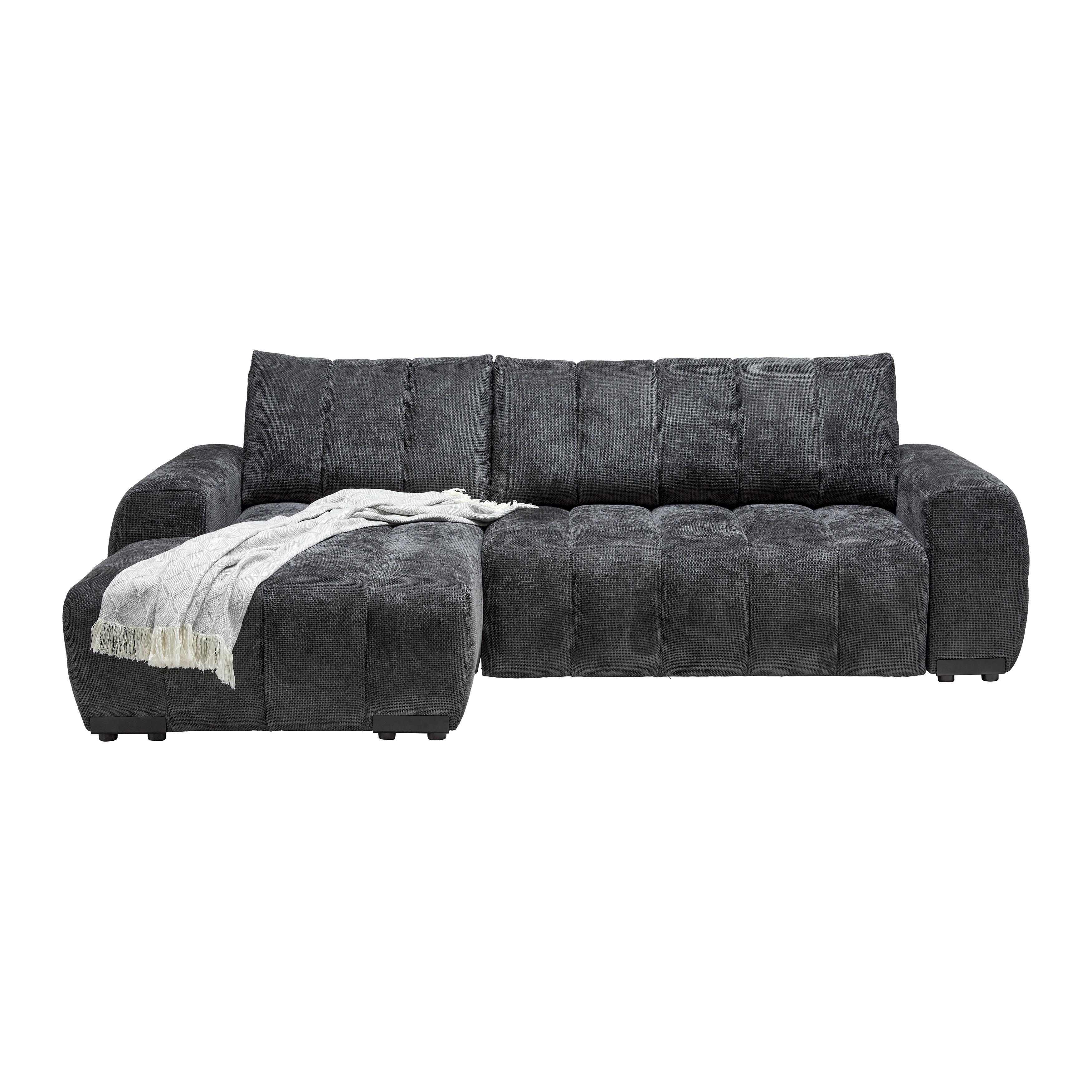 Wohnlandschaft Bolonia Graphitfarben - Schwarz Hochglanz/Graphitfarben, MODERN, Textil/Metall (166/273cm) - Mömax