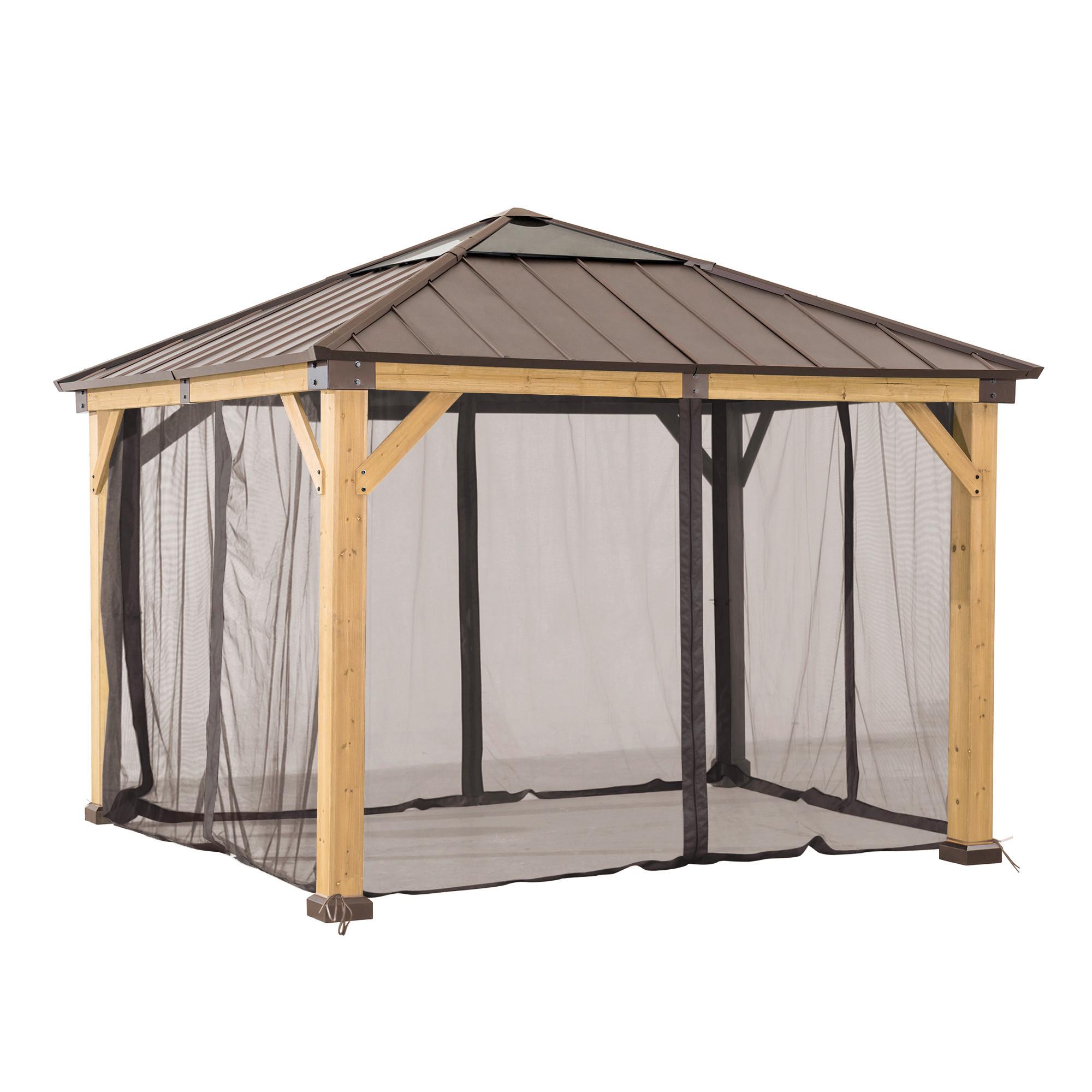 Pavillon-Seitenteil Gazbeo Netz ca. 310x220 cm - Braun, Basics, Textil (310/220cm) - Modante