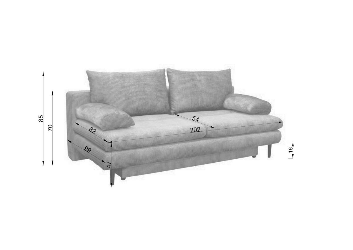 Trosjed Na Razvlačenje Fiore - tamno siva/crna, Design, tekstil/drvo (202/85/99cm) - Modern Living