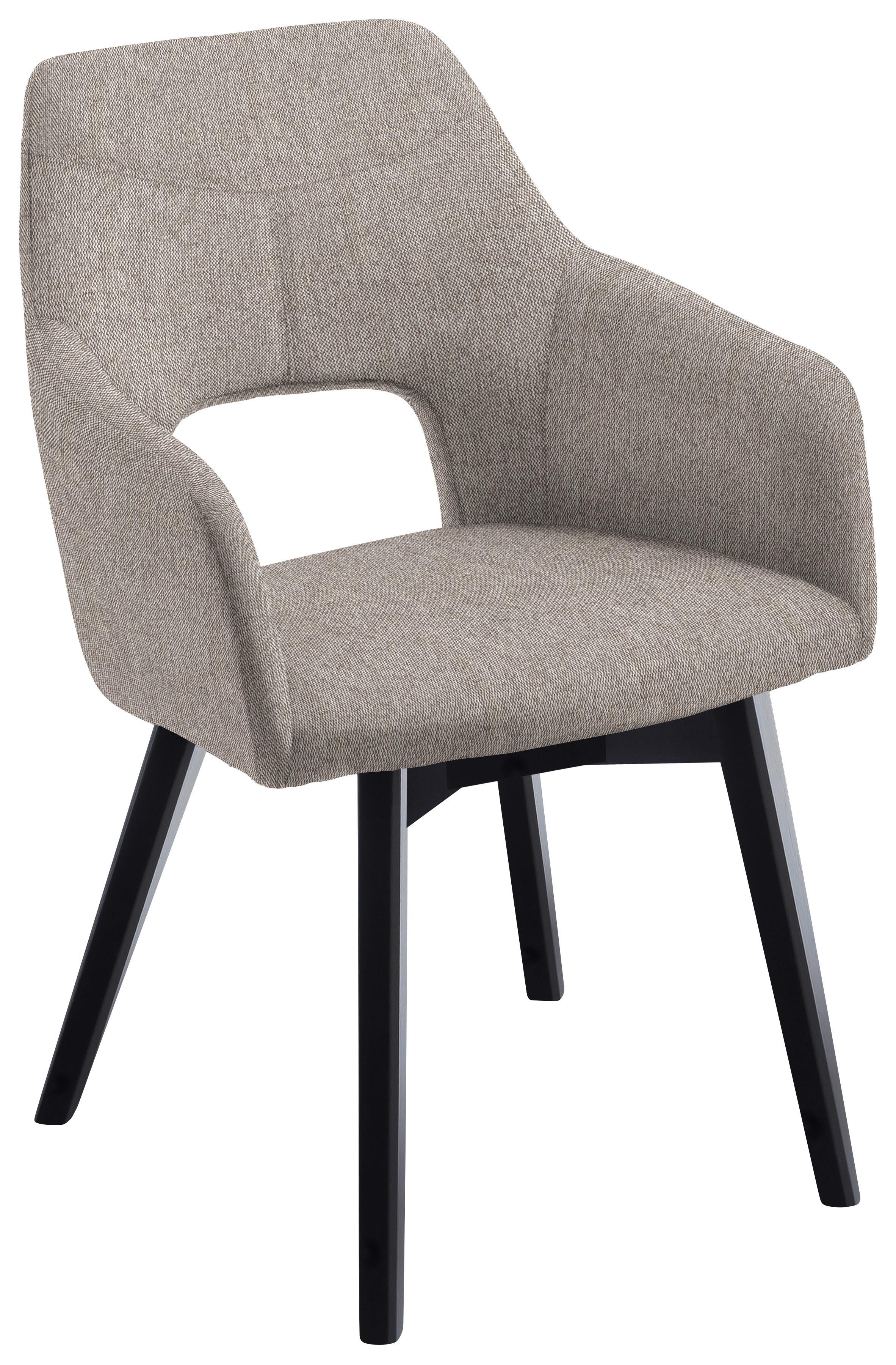 KRZESŁO Z PODŁOKIETNIKAMI EVITA - czarny/cappuccino, Design, drewno/tkanina (57/84/57cm) - Voleo