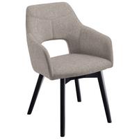 KRZESŁO Z PODŁOKIETNIKAMI EVITA - czarny/cappuccino, Design, drewno/tkanina (57/84/57cm) - Voleo