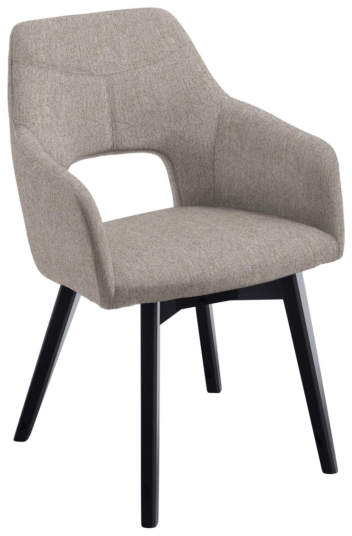 KRZESŁO Z PODŁOKIETNIKAMI EVITA - czarny/cappuccino, Design, drewno/tkanina (57/84/57cm) - Voleo