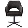 STOEL MET ARMELEUNINGEN VALLETTA - Antraciet/Zwart, Konventionell, Textiel/Metaal (61/85/60cm) - Premium Living