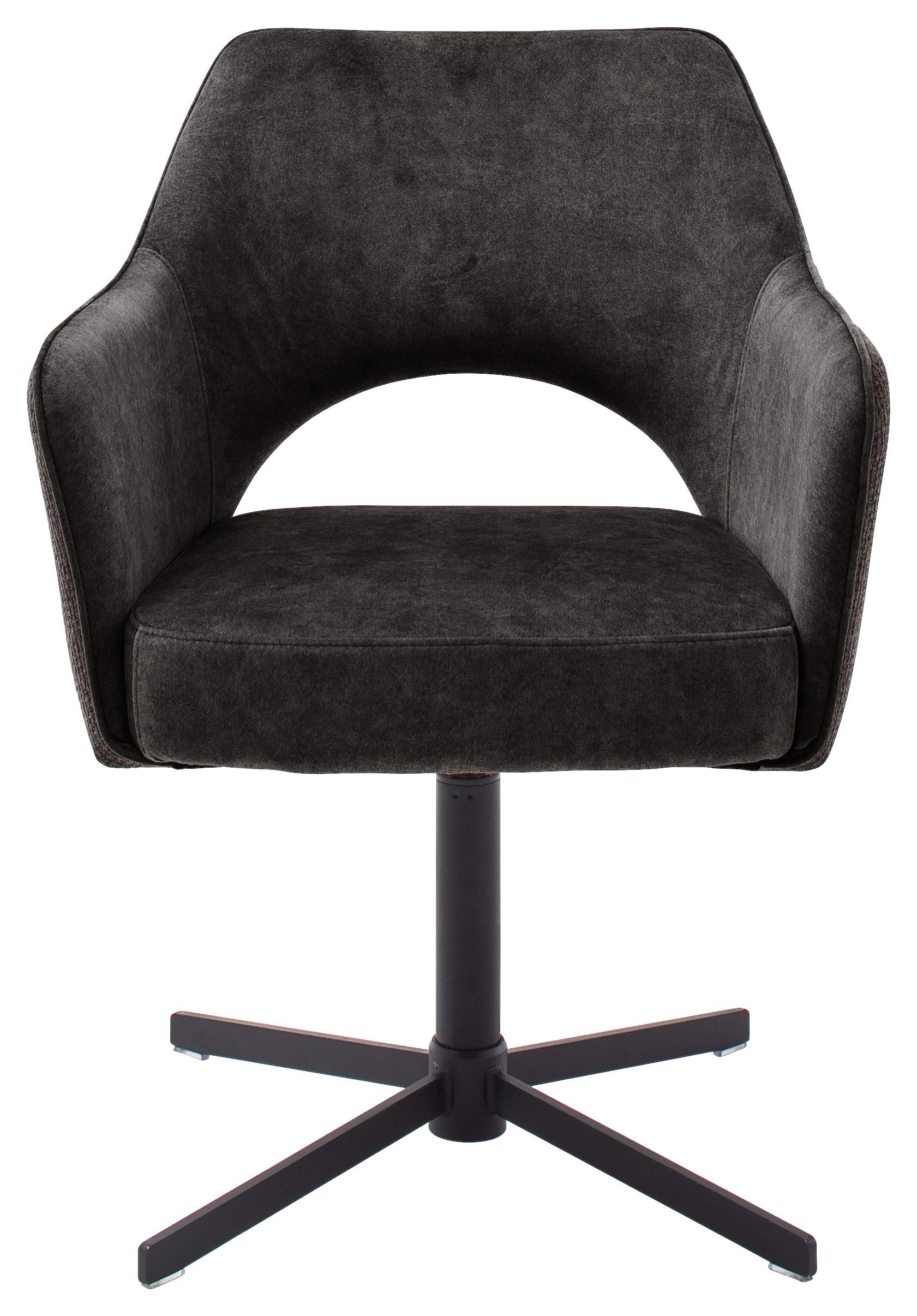 STOL MED ARMSTÖD VALLETTA - svart/antracit, Klassisk, metall/textil (61/85/60cm) - Premium Living