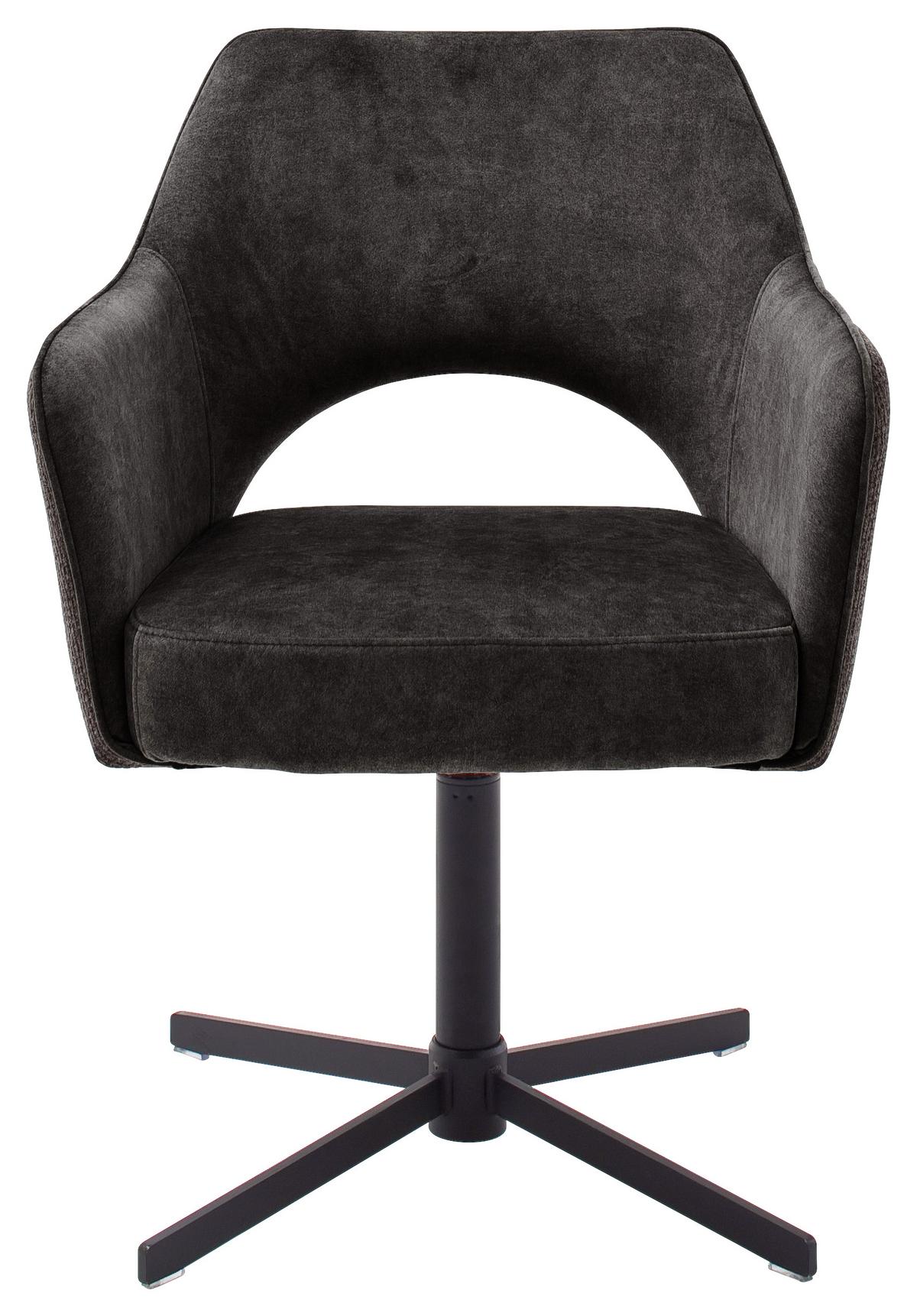 Armlehnstuhl Valletta in Anthrazit Webstoff - Anthrazit/Schwarz, KONVENTIONELL, Textil/Metall (61/85/60cm) - Premium Living