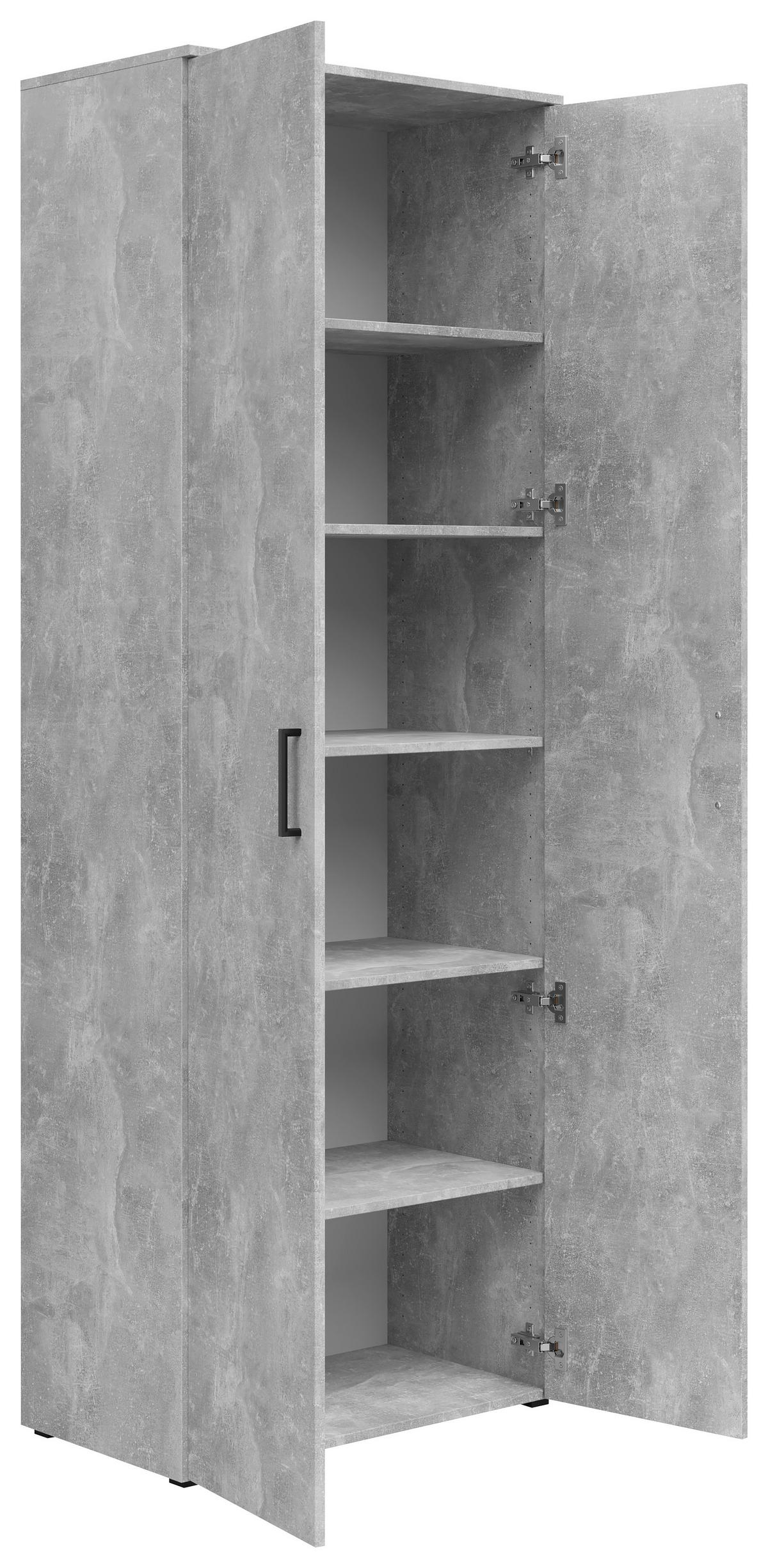 Schrank Multistauraum Betonoptik - Schwarz/Grau, MODERN, Holzwerkstoff/Kunststoff (70/195/40cm) - Mömax