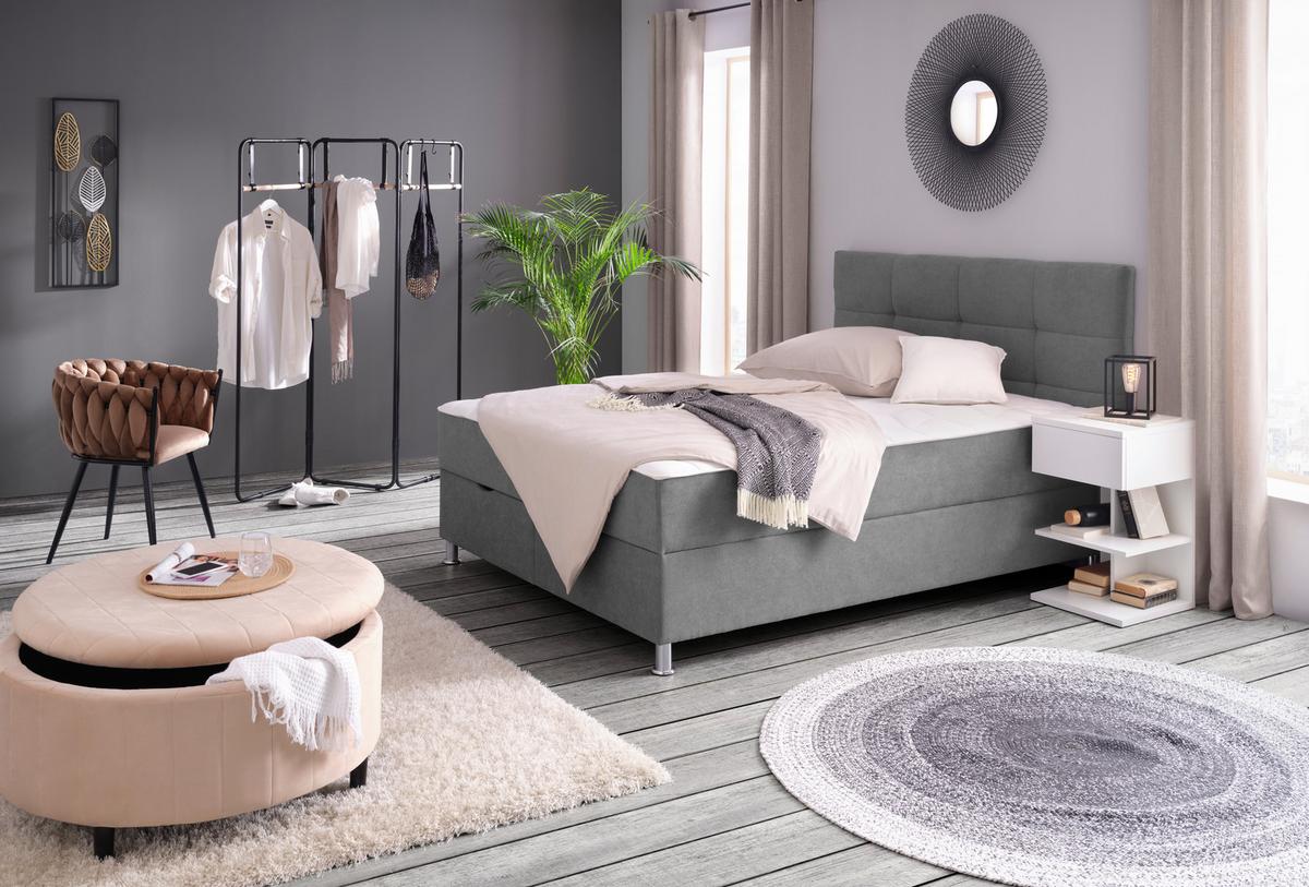 Box Krevet Oviedo - siva, Konvencionalno, tekstil/metal (180/200cm) - Based