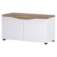 Bancă pentru hol TOLEDO - culoare lemn stejar/alb lucios intens, Modern, material pe bază de lemn (90,7/47/38cm) - Modern Living