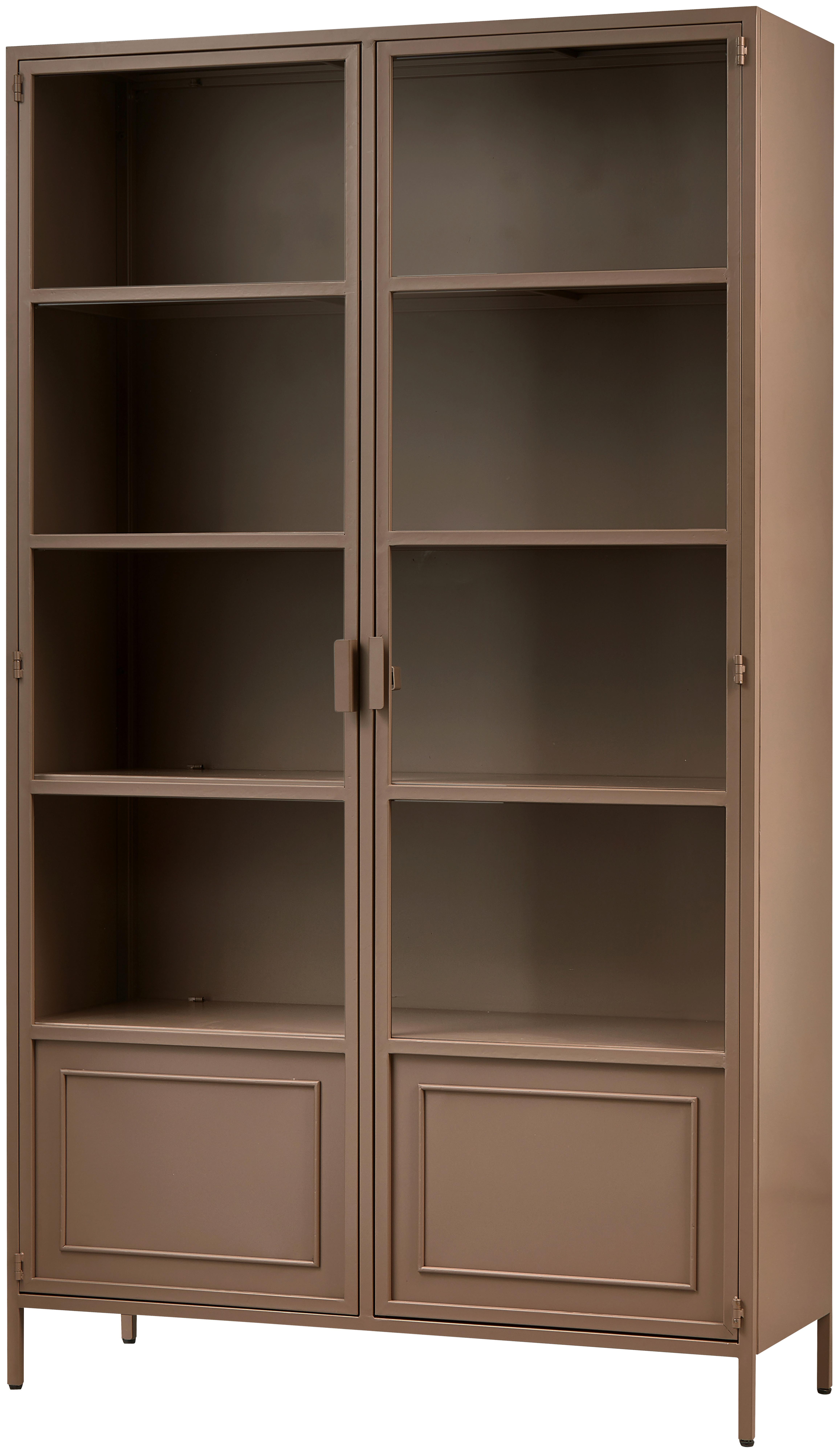 Vitrine Ronja Braun B: 110 cm - Braun, Design, Glas/Metall (110/189/43cm) - Livetastic