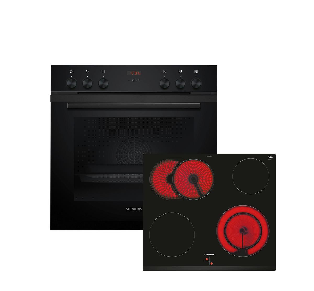 Herdset EQ211KA1BZ Schwarz - Schwarz, Metall (59,4/59,5/54,8cm) - Siemens