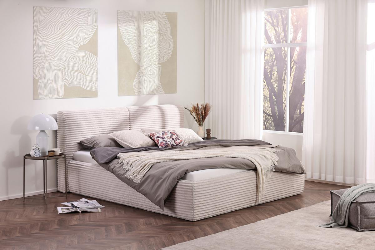 Polsterbett Tessin Creme ca. 160x200cm - Creme, KONVENTIONELL, Textil (160/200cm) - Premium Living