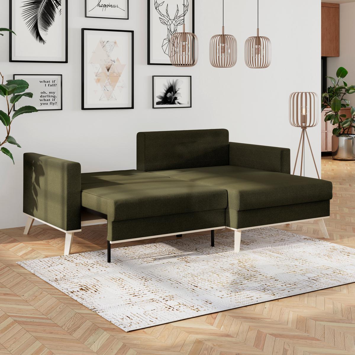 Coltar CARINI - crem/măsliniu, Basics, textil (222/152cm) - Modern Living