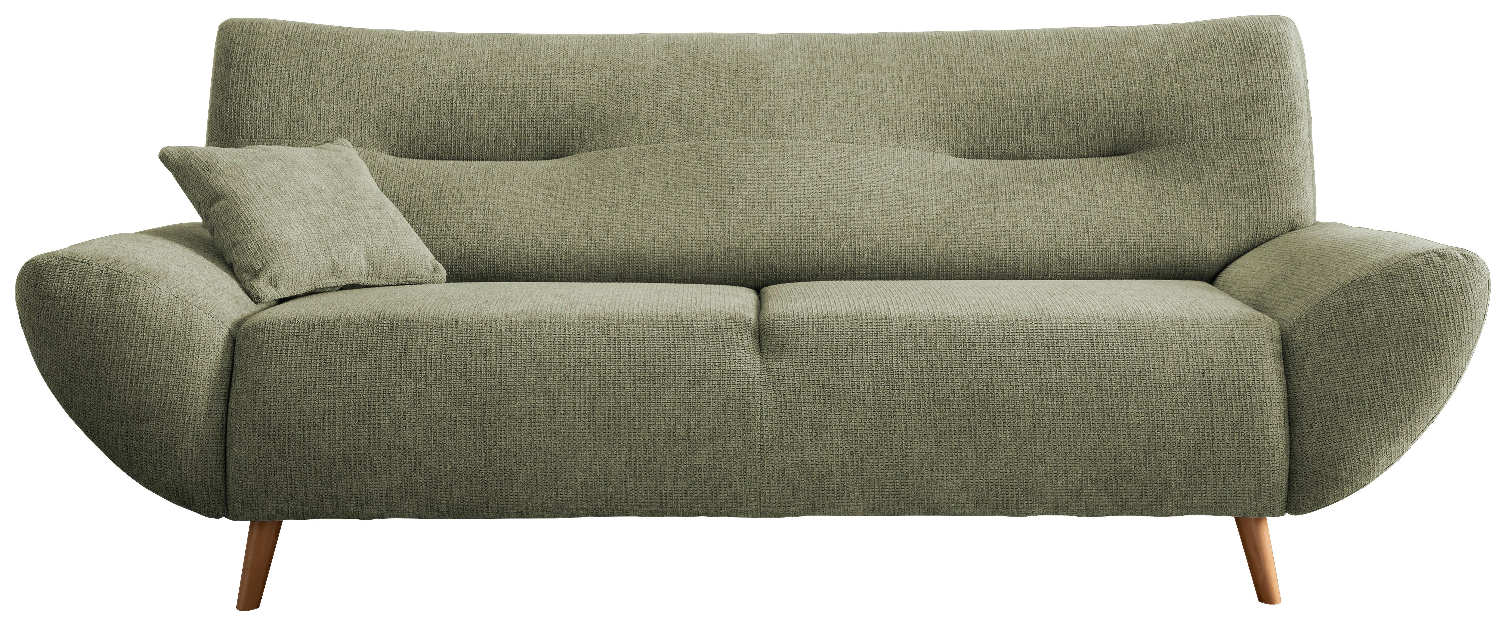 3-Sitzer-Sofa Drago Grün Chenille - Wildeiche/Grün, MODERN, Holz/Textil (205/81/90cm) - MID.YOU