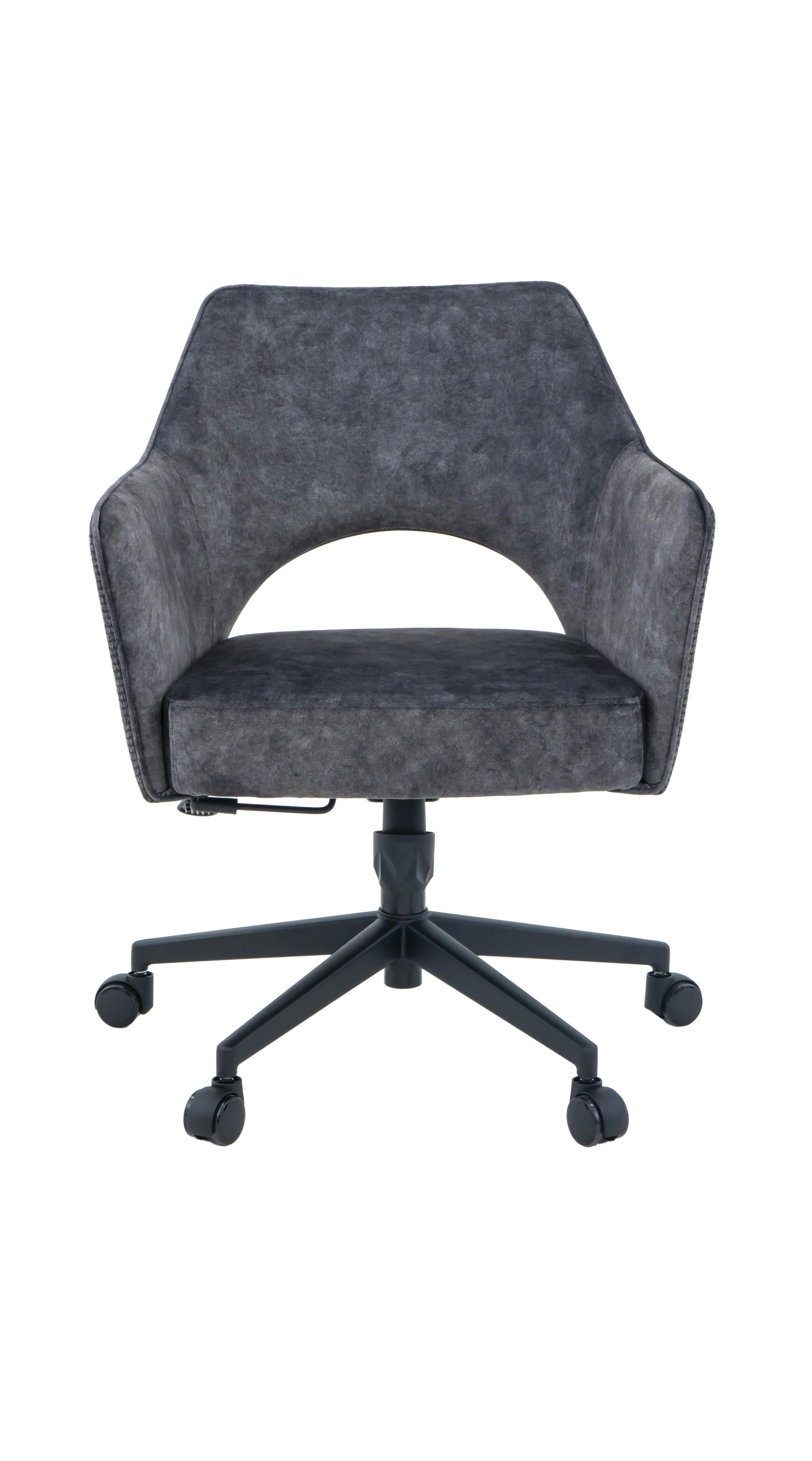 SNURRSTOL VALLETTA - svart/antracit, Klassisk, metall/textil (63/82-88/61cm) - Premium Living