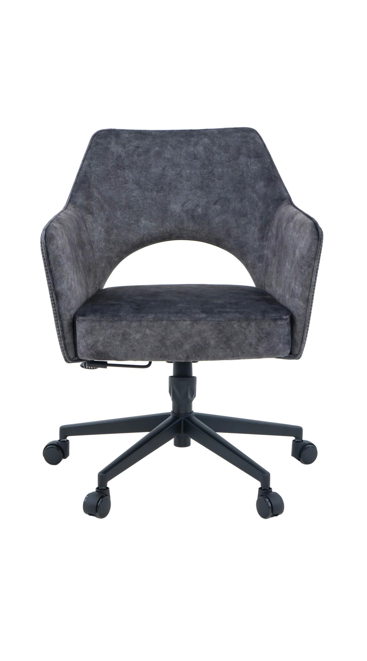 Drehstuhl Valletta Anthrazit/Schwarz - Anthrazit/Schwarz, KONVENTIONELL, Textil/Metall (63/82-88/61cm) - Premium Living