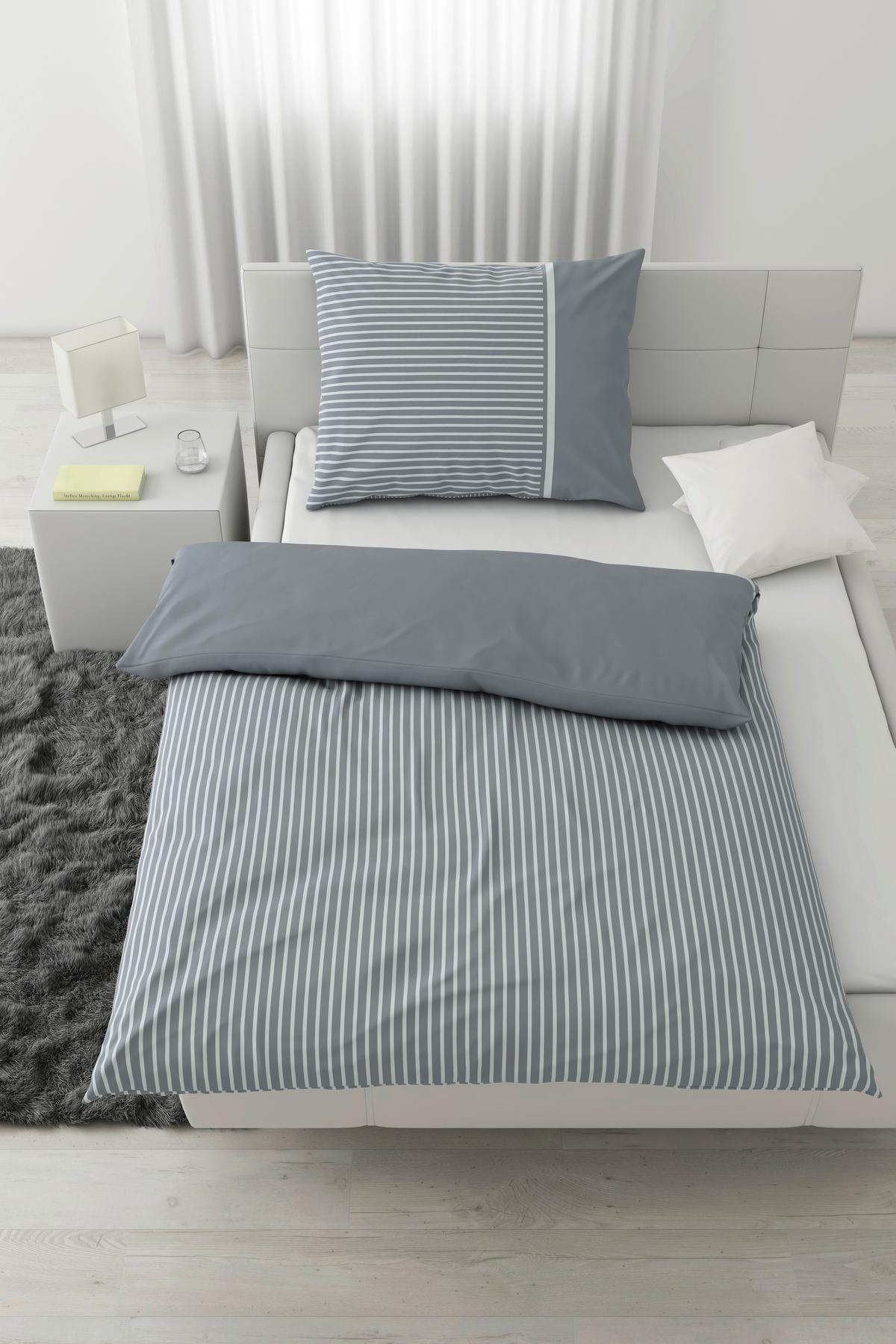 BETTWÄSCHESET JOHANNES - Graublau, Konventionell, Textil (160/210cm) - Mömax