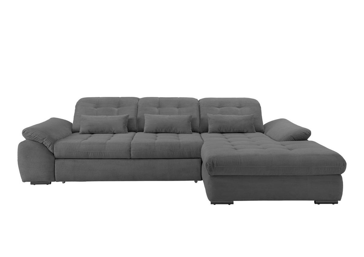 Ecksofa mit Bettkasten Rigatti ca. 314x184 cm Grau - Schwarz/Grau, MODERN, Textil/Metall (314/184cm) - Livetastic