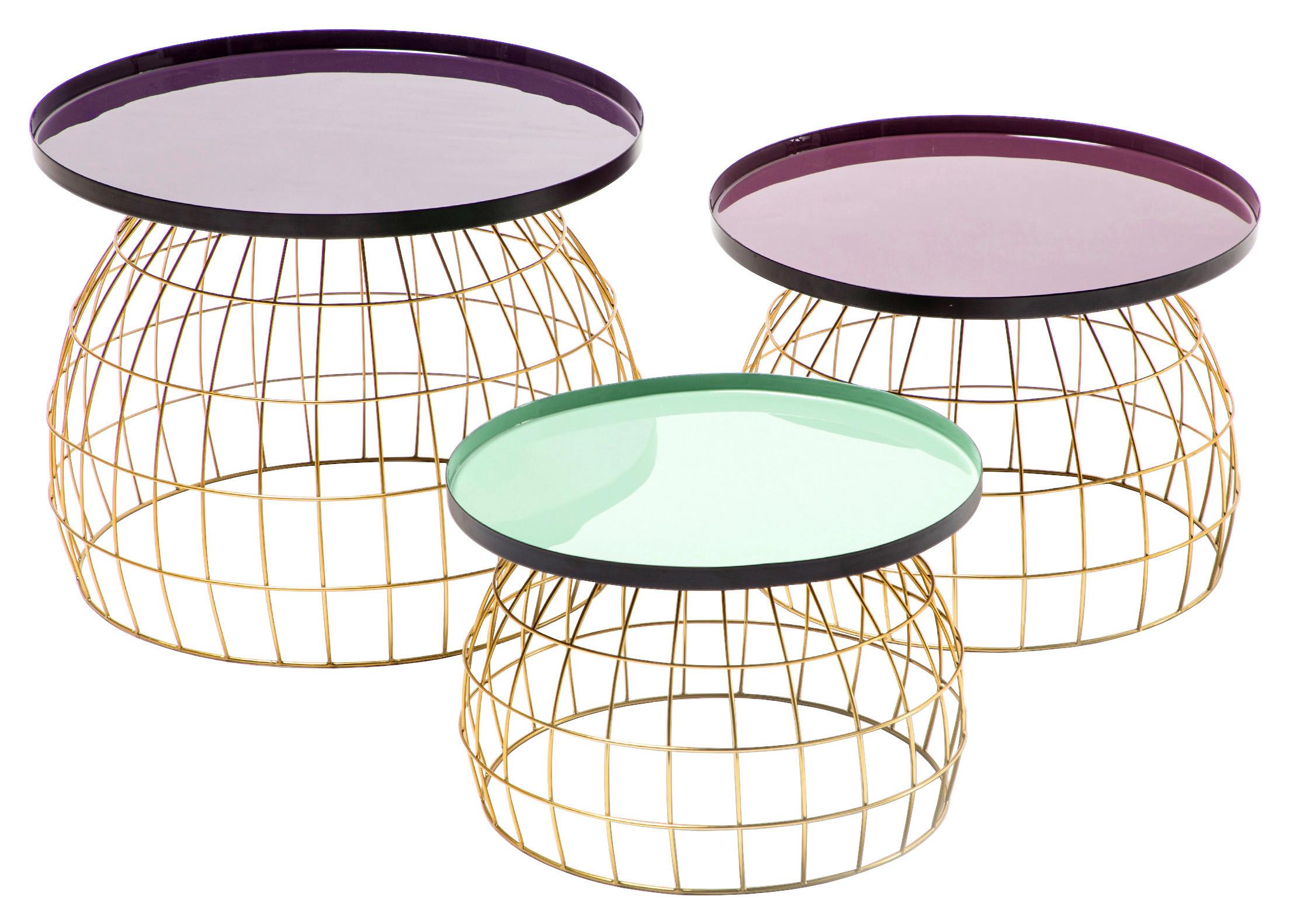 BEISTELLTISCHSET LAUDATIO 260 - Pflaume/Violett, Design, Metall - Kayoom