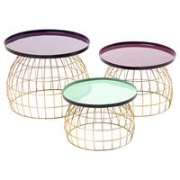 BEISTELLTISCHSET LAUDATIO 260 - Pflaume/Violett, Design, Metall - Kayoom