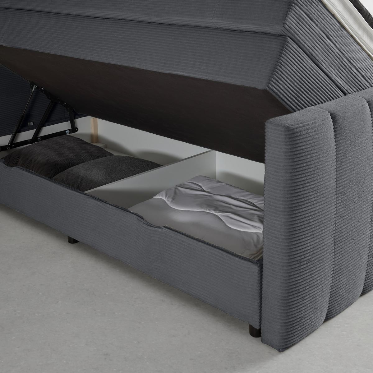 Boxspring Krevet Malaga - srebrne boje/tamno siva, Konvencionalno, drvni materijal/tekstil (160/200cm) - Premium Living