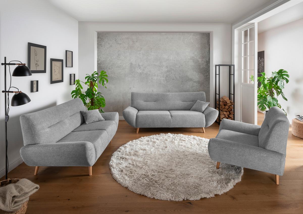 2-Sitzer-Sofa Drago Silberfarben Chenille - Wildeiche/Silberfarben, MODERN, Holz/Textil (173/81/90cm) - MID.YOU