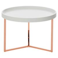 Couchtisch Ø ca. 58,5 cm Weiß - Weiß/Kupferfarben, Design, Holz/Holzwerkstoff (58,5/58,5/42cm) - MID.YOU