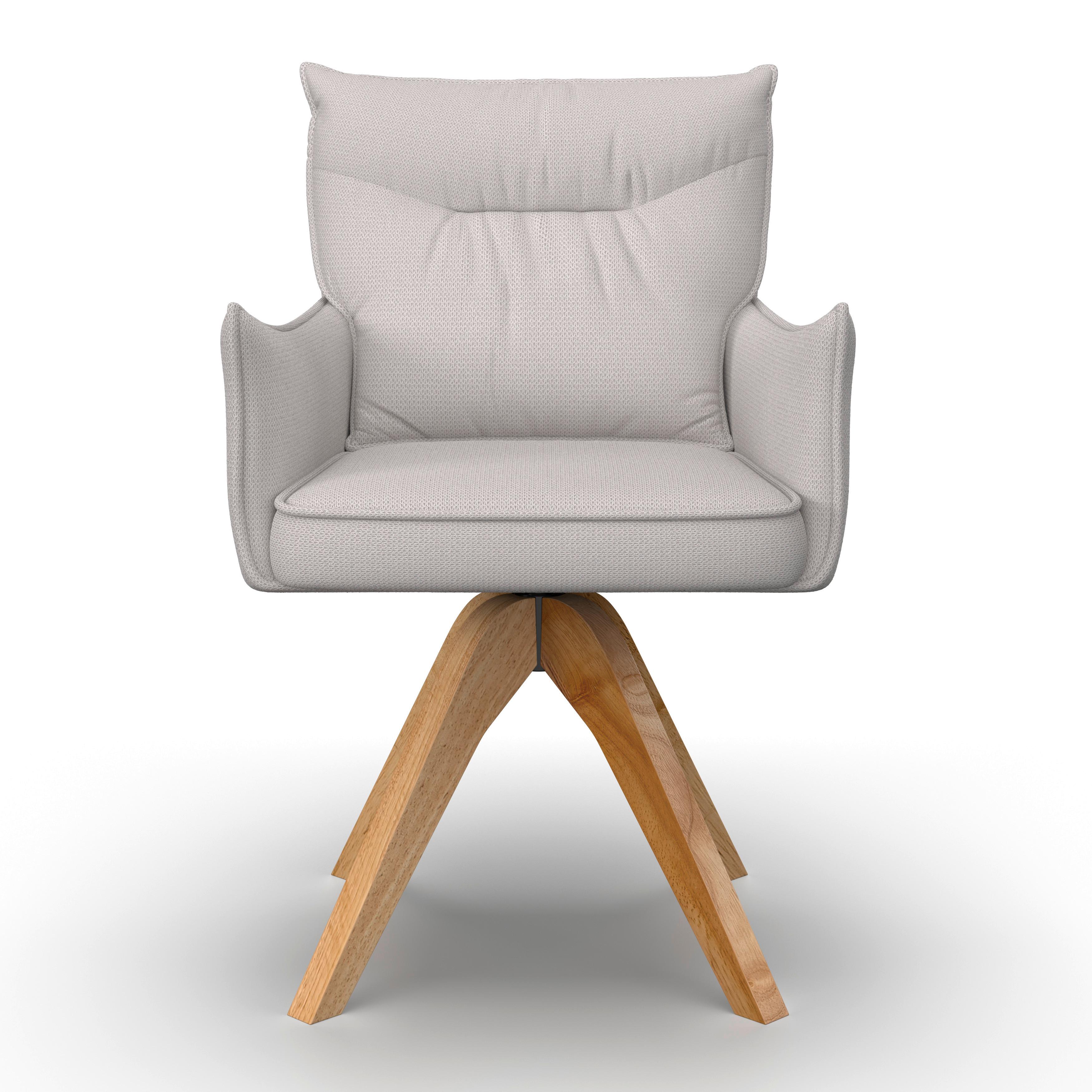 STOL MED ARMSTÖD LORELEI - ljusgrå/naturfärgad, Modern, trä/textil (58/87/63cm) - Bessagi Home