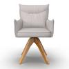 STOL MED ARMSTÖD LORELEI - ljusgrå/naturfärgad, Modern, trä/textil (58/87/63cm) - Bessagi Home