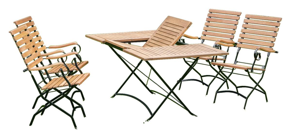 Vrtna Miza Schlossgarten, 100-150x90, Masivno - črna/naravne barve, Romantika, kovina/les (100-150/90/74cm) - Gardenson